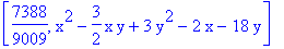 [7388/9009, x^2-3/2*x*y+3*y^2-2*x-18*y]